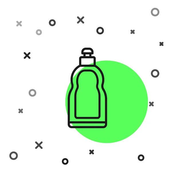 Black Line Plastikflasche Für Flüssiges Waschmittel Bleichmittel Spülmittel Oder Ein — Stockvektor