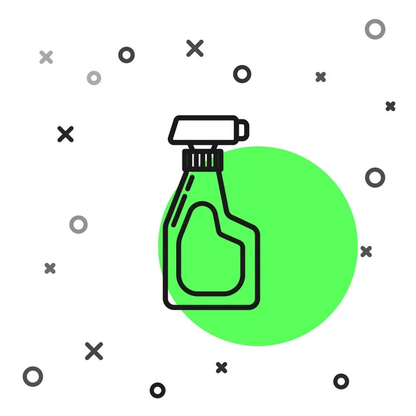 Zwarte Lijn Reiniging Spray Fles Met Wasmiddel Vloeistof Pictogram Geïsoleerd — Stockvector