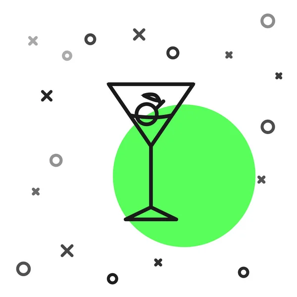 Black Line Martini Glass Icon Isolated White Background Cocktail Icon — Stock Vector