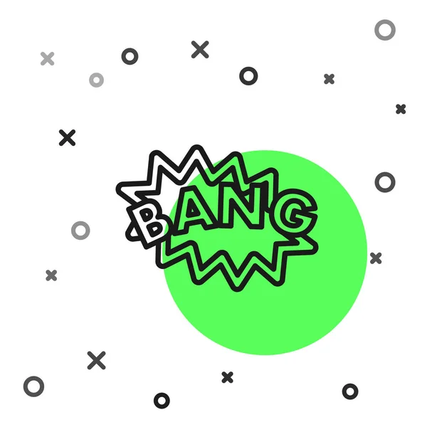 Ligne Noire Bang Boom Gun Bande Dessinée Texte Bulle Bulle — Image vectorielle