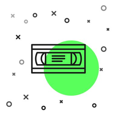 Siyah çizgi Vhs video kaset ikonu beyaz arkaplanda izole edildi. Vektör İllüstrasyonu