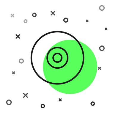 Beyaz arkaplanda siyah çizgi CD veya DVD disk simgesi izole edildi. Küçük disk işareti. Vektör İllüstrasyonu