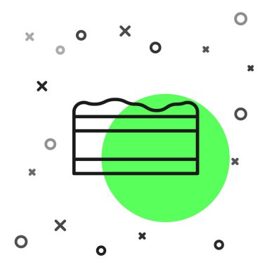 Siyah çizgi çikolatalı kek ikonu beyaz arka planda izole edilmiş. Vektör İllüstrasyonu