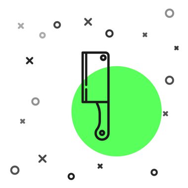 Siyah çizgi Et Helikopteri simgesi beyaz arkaplanda izole edildi. Et için mutfak bıçağı. Kasap bıçağı. Vektör İllüstrasyonu