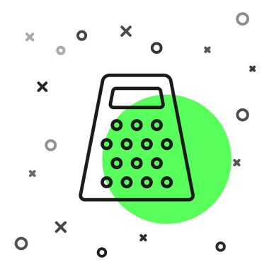 Siyah çizgi Grater simgesi beyaz arkaplanda izole edildi. Mutfak sembolü. Mutfak aletleri. Çatal bıçak seti. Vektör İllüstrasyonu