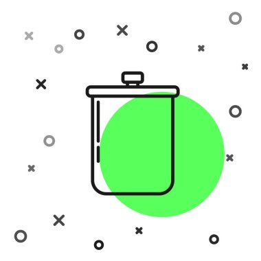 Beyaz arkaplanda siyah çizgili tencere ikonu izole edilmiş. Haşlama ya da güveç besin sembolü. Vektör İllüstrasyonu