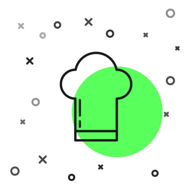 Siyah çizgi Şefi şapkası simgesi beyaz arkaplanda izole edildi. Aşçılık sembolü. Aşçı şapkası. Vektör İllüstrasyonu