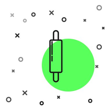 Siyah çizgi yuvarlanan pin simgesi beyaz arkaplanda izole edildi. Vektör İllüstrasyonu