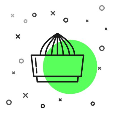 Beyaz arka planda siyah çizgi Citrus meyve sıkacağı ikonu izole edildi. Vektör İllüstrasyonu