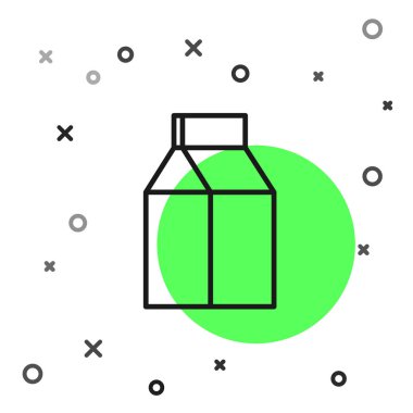 Süt simgesi için siyah çizgi kağıt paketi beyaz arka planda izole edildi. Süt paketi işareti. Vektör İllüstrasyonu