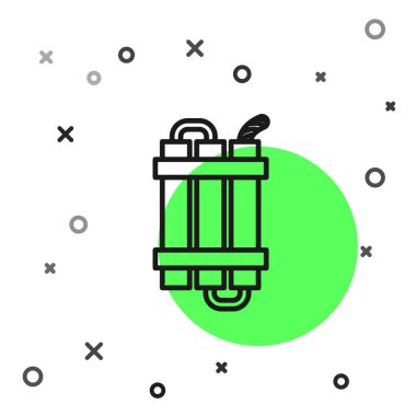 Siyah hat bomba çubuğunu patlatın ve beyaz arka planda izole edilmiş zamanlayıcı ikonu. Saatli bomba - patlama tehlikesi kavramı. Vektör İllüstrasyonu