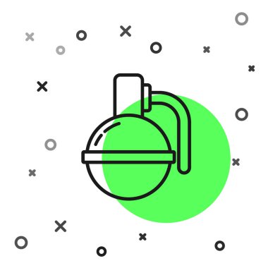 Siyah çizgili el bombası ikonu beyaz arka planda izole edildi. Bomba patlaması. Vektör İllüstrasyonu