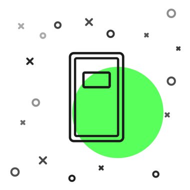 Siyah çizgi polis saldırı kalkanı ikonu beyaz arka planda izole edildi. Vektör İllüstrasyonu