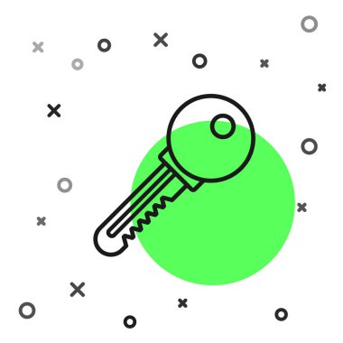 Beyaz arkaplanda siyah çizgi anahtar simgesi izole edildi. Vektör İllüstrasyonu