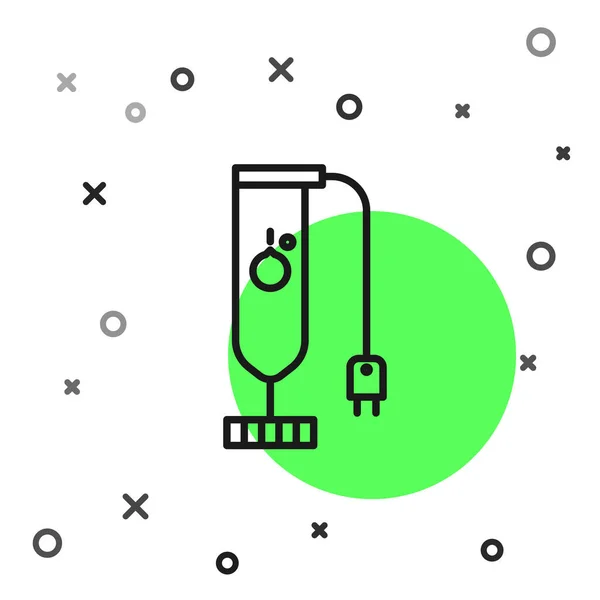 黑线搅拌机图标孤立在白色背景 厨房电动固定式搅拌机 煮平底锅 鸡尾酒或果汁 病媒图解 — 图库矢量图片