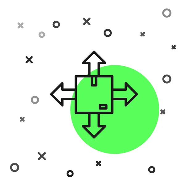 Linea Nera Scatola Cartone Con Icona Simbolo Del Traffico Isolato — Vettoriale Stock