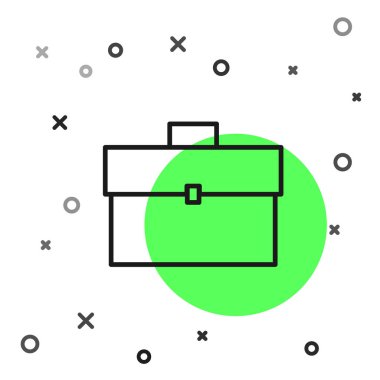 Siyah çizgi Evrak Çantası simgesi beyaz arka plan üzerinde izole. İş davası işareti. İş portföyü. Vektör İllüstrasyonu