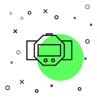 Siyah çizgi dalış ikonu beyaz arkaplanda izole edildi. Su altı ekipmanları. Vektör İllüstrasyonu