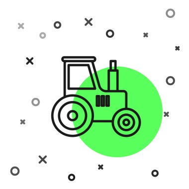 Siyah çizgi traktör simgesi beyaz arkaplanda izole edildi. Vektör İllüstrasyonu