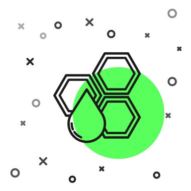 Siyah çizgi Petek simgesi beyaz arka plan üzerinde izole. Bal hücreleri sembolü. Tatlı doğal yemekler. Vektör İllüstrasyonu