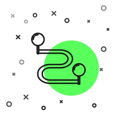 Siyah çizgi rota simgesi beyaz arkaplanda izole edildi. Harita işaretçisi işareti. Yol ya da yol kavramı. GPS navigatörü. Vektör İllüstrasyonu