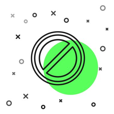 Beyaz arkaplanda siyah çizgi dur işareti simgesi izole edildi. Trafik yönetmeliklerine göre dur işareti. Vektör İllüstrasyonu