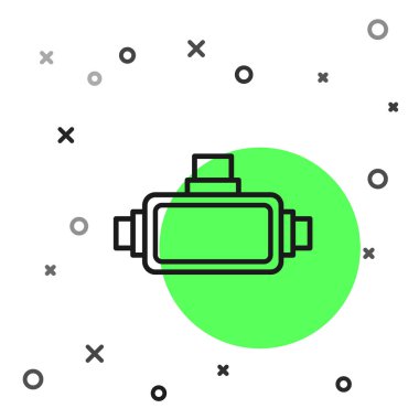 Siyah çizgi Sanal gerçeklik gözlüğü simgesi beyaz arkaplanda izole edilmiş. Stereoskopik 3D VR maskesi. Vektör İllüstrasyonu