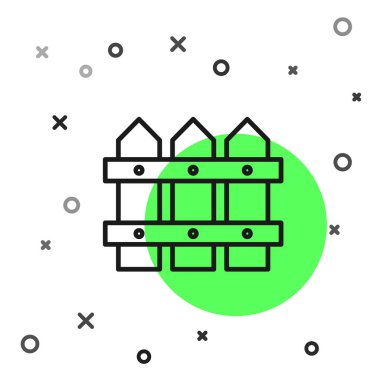 Siyah çizgili bahçe çitleri beyaz arka planda izole edilmiş ahşap ikon. Vektör İllüstrasyonu