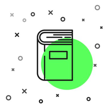 Siyah çizgi kitap simgesi beyaz arkaplanda izole edildi. Vektör İllüstrasyonu