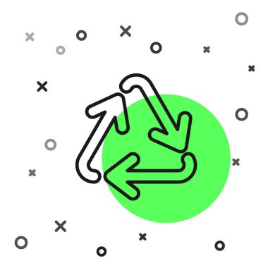 Siyah çizgi Geri Dönüşüm sembolü simgesi beyaz arkaplanda izole edildi. Dairesel ok simgesi. Çevre geri dönüşümü yeşile döner. Vektör İllüstrasyonu