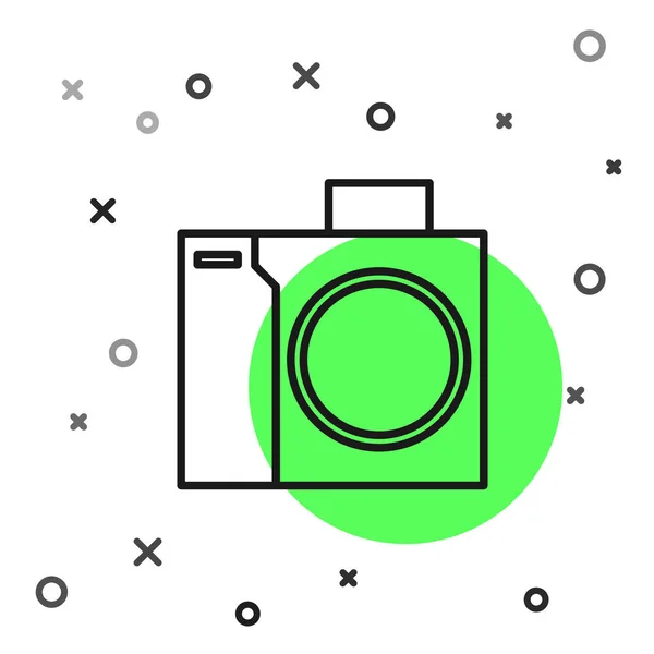 Черная Линия Фотокамера Иконки Ныряльщика Изолирована Белом Фоне Значок Фотокамеры — стоковый вектор