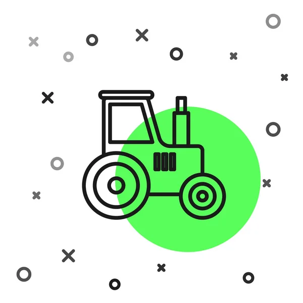 Zwarte Lijn Tractor Pictogram Geïsoleerd Witte Achtergrond Vector Illustratie — Stockvector