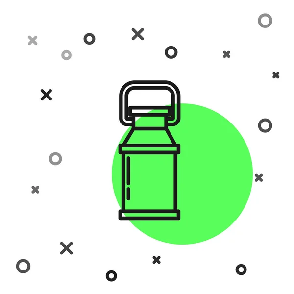 Zwarte Lijn Kan Container Voor Melk Pictogram Geïsoleerd Witte Achtergrond — Stockvector