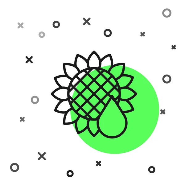 Línea Negra Icono Girasol Aislado Sobre Fondo Blanco Ilustración Vectorial — Archivo Imágenes Vectoriales