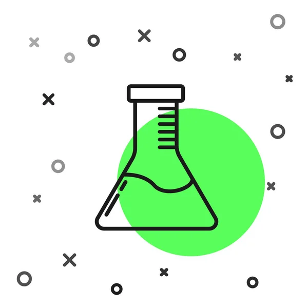 黑线测试试管和烧瓶化学实验室测试图标隔离在白色背景 实验室玻璃器皿标志 病媒图解 — 图库矢量图片