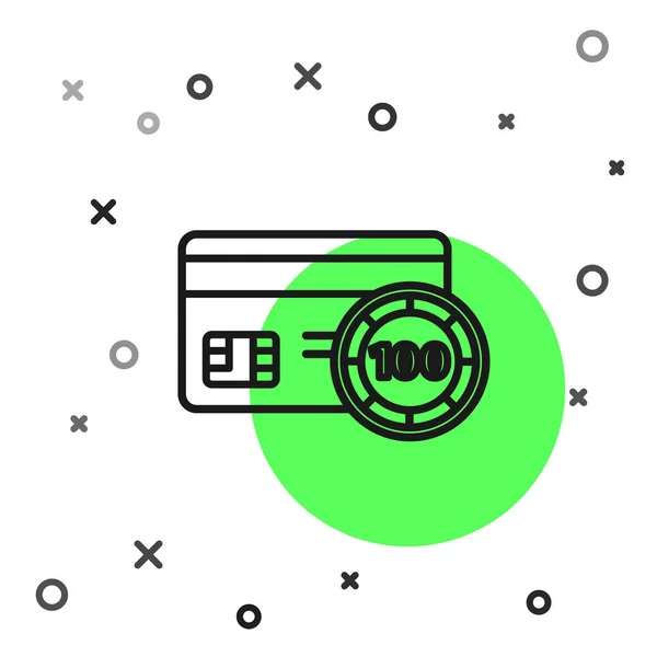 Černá Linka Kreditní Karta Ikona Izolované Bílém Pozadí Online Platba — Stockový vektor