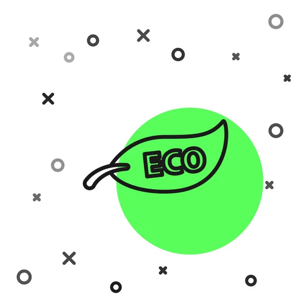 Czarna Linia Liść Ikona Symbolu Eco Izolowana Białym Tle Baner — Wektor stockowy