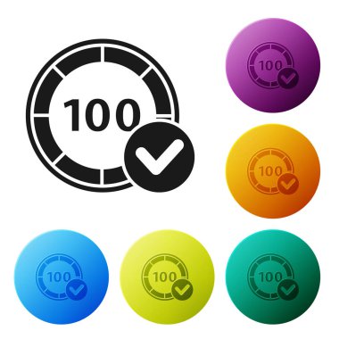 Siyah Kumarhane çipleri simgesi beyaz arkaplanda izole edilmiş. Kumarhane kumarı. Renkli daire düğmelerini ayarlayın. Vektör İllüstrasyonu