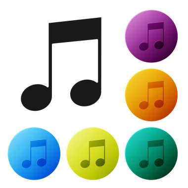 Siyah Müzik, beyaz arkaplanda izole edilmiş ton simgesi. Renkli daire düğmelerini ayarlayın. Vektör İllüstrasyonu