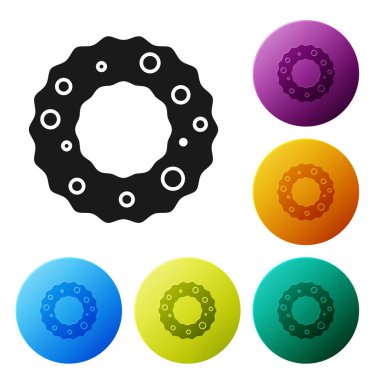 Siyah Noel çelengi simgesi beyaz arka planda izole edilmiş. Mutlu Noeller ve mutlu yıllar. Renkli daire düğmelerini ayarlayın. Vektör İllüstrasyonu