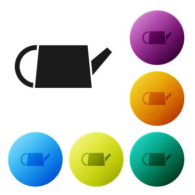 Siyah sulama beyaz arka planda izole simgesi olabilir. Sulama sembolü. Simgeler renkli daire düğmelerini ayarlayın. Vektör Illustration