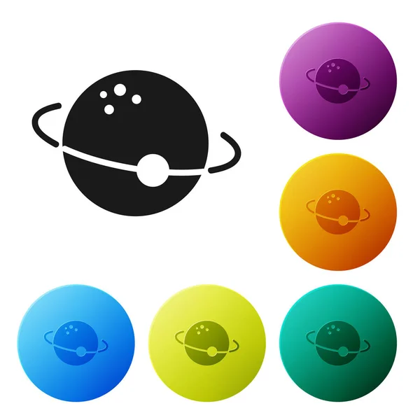 Icône Planète Noire isolée sur fond blanc. Définir des icônes boutons de cercle colorés. Illustration vectorielle — Image vectorielle