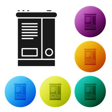 Siyah Araba pil simgesi beyaz arka plan üzerinde izole. Akümülatör pil enerji gücü ve elektrik akümülatör pil. Simgeleri renkli daire düğmeleri ayarlayın. Vektör İllüstrasyonu