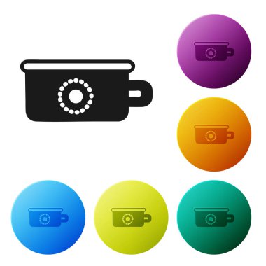 Siyah bebek tuvalet ikonu beyaz arka planda izole edilmiş. Lazımlık. Renkli daire düğmelerini ayarlayın. Vektör İllüstrasyonu