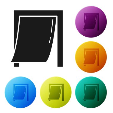 Beyaz arka planda izole edilmiş evcil hayvan simgesi için siyah kapı. Renkli daire düğmelerini ayarlayın. Vektör İllüstrasyonu