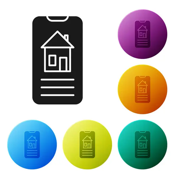 Icono de hogar inteligente negro aislado sobre fondo blanco. Control remoto. Establecer iconos botones círculo de colores. Ilustración vectorial — Vector de stock