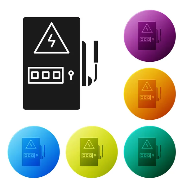 Black Electrical panel icon isolated on white background. Set icons ...