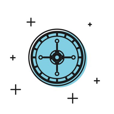 Siyah Casino rulet tekerlek simgesi beyaz arka plan üzerinde izole. Vektör İllüstrasyonu