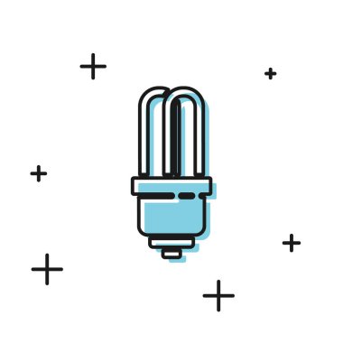 Siyah Led ampul simgesi beyaz arkaplanda izole edildi. Ekonomik Liderlik Ampulü. Enerji lambasını sakla. Vektör İllüstrasyonu