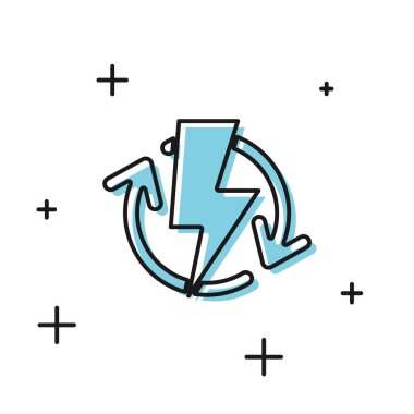 Beyaz arka planda yalıtılmış Siyah Şarj simgesi. Elektrik enerjisi işareti. Vektör İllüstrasyonu